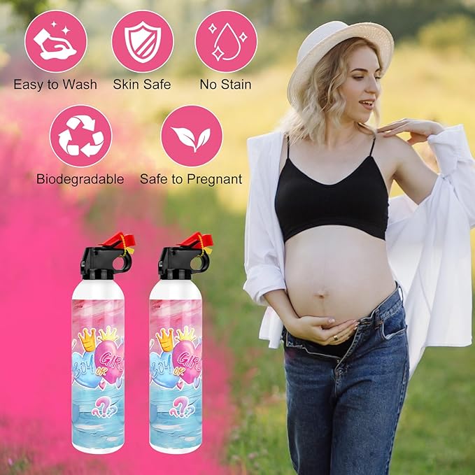 Gender Reveal Fire Extinguisher, 2 Pack Gender Reveal Ideas Gender Reveal Party Decorations Baby Girl Boy Reveal Party Ideas Gender Reveal Decor (Pink, Large)