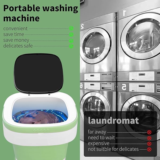 Portable Washing Machine, 16L Upgraded with Spin Basket Laundry Machine, 3 Cleaning Modes Suitable for Small Clothes, Foldable Design Ideal for Hotel, Home, Apartment and Campain