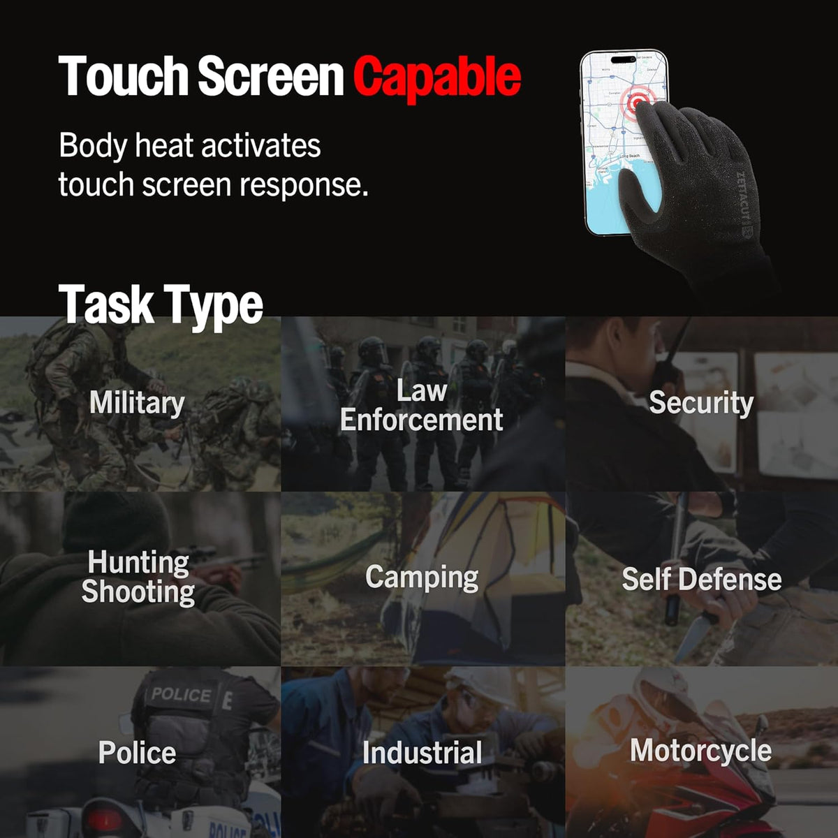 Premium Tactical Gloves - ANSI A7 Cut Resistant, Touchscreen Compatible, Anti-Slip Grip | Ideal for Shooting