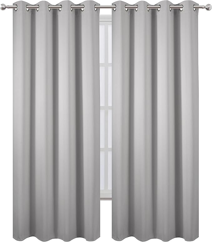 LEMOMO Blackout Curtains 66 x 84 inch/Light Grey Curtains Set of 2