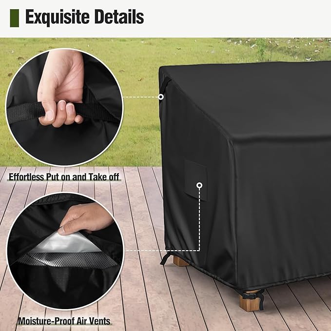 MR.COVER 3-Seater Outdoor Couch Cover Waterproof, Patio Furniture Cover for Sofa, Heavy Duty Outdoor Sofa Covers, Polyester & Double-Stitched Seams, Fits up to 81" W x 32" D x 35" H, Classic Black
