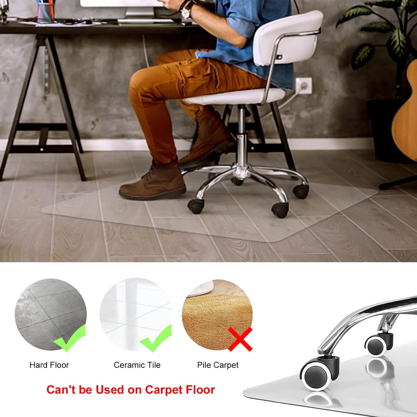 Kuyal Clear Chair Mat, Hard Floor Use, 4.75'×7' Transparent Office Home Floor Protector mat Chairmats (57" X 84" Rectangle)
