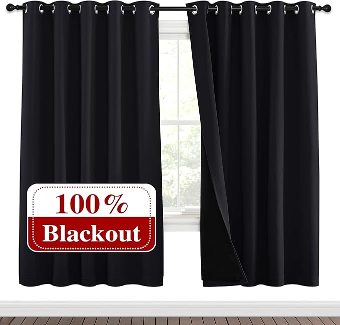 NICETOWN 100% Blackout Window Curtain Panels, Full Light Blocking Drapes