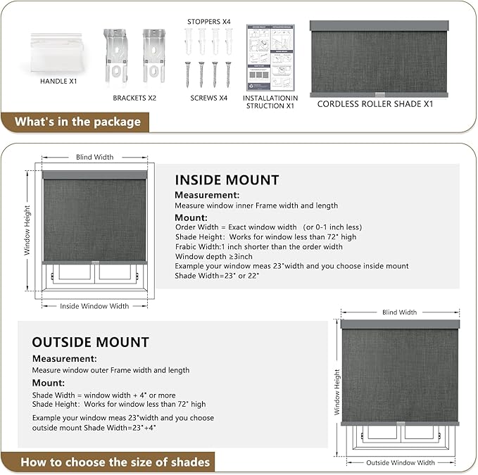 AOSKY Linen Roller Blinds Shades