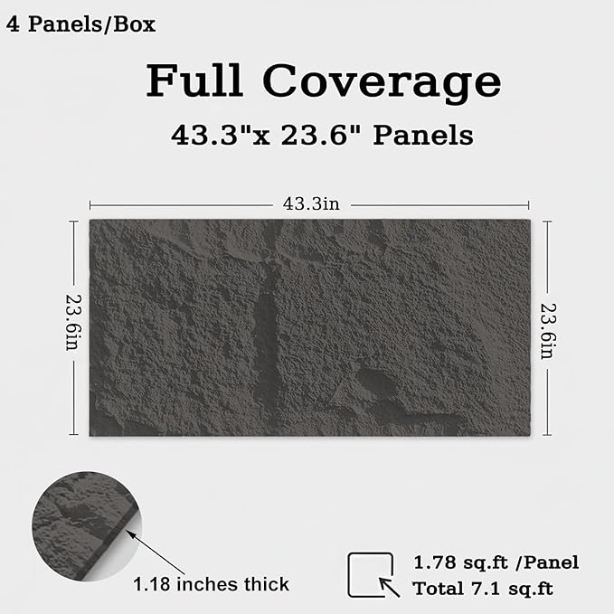 3D Faux Stone Wall Panels, 1.18" wall Panels