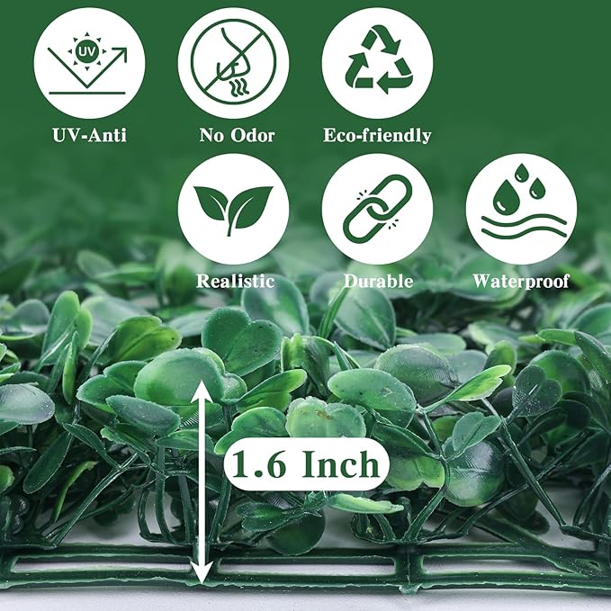 CEWOR 10"x10" Artificial Grass Wall Panels, UV Resistant & Anti-Fade Greenery