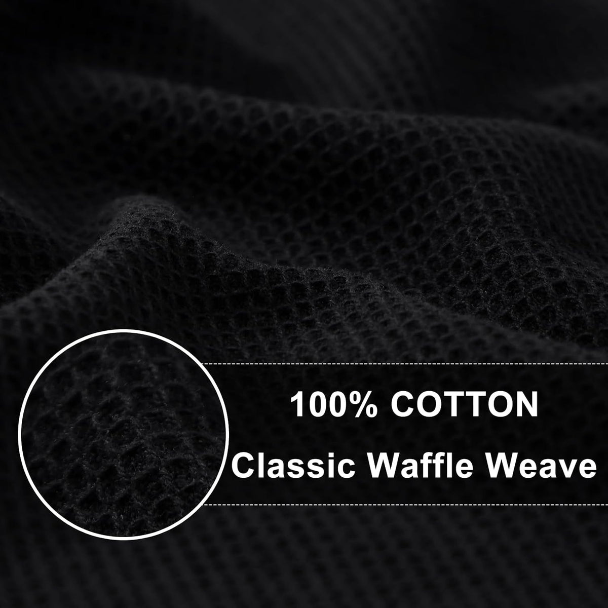 Homaxy 100% Cotton Waffle Weave Kitchen Towels - 6 Pack Soft and Absorbent Dish Towels - 16 x 26 Inches Quick Dry Hand Towels - Black