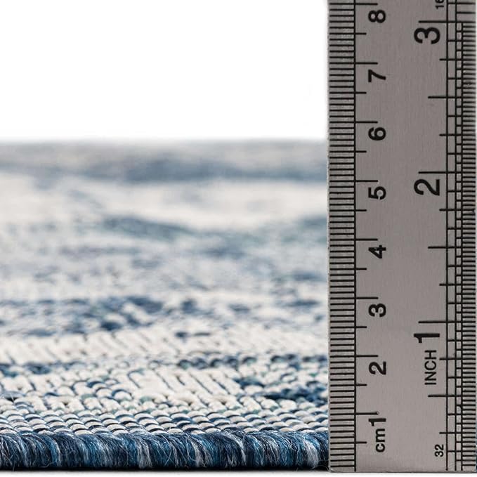 Unique Loom Outdoor Traditional Collection Area Rug - Valeria (2' 2" x 3' 1" Rectangle, Blue/ Ivory)