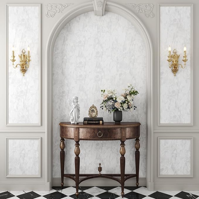YENHOME Velvet Wallpaper Peel and Stick Textured 17.7"X200" White Velvet Peel