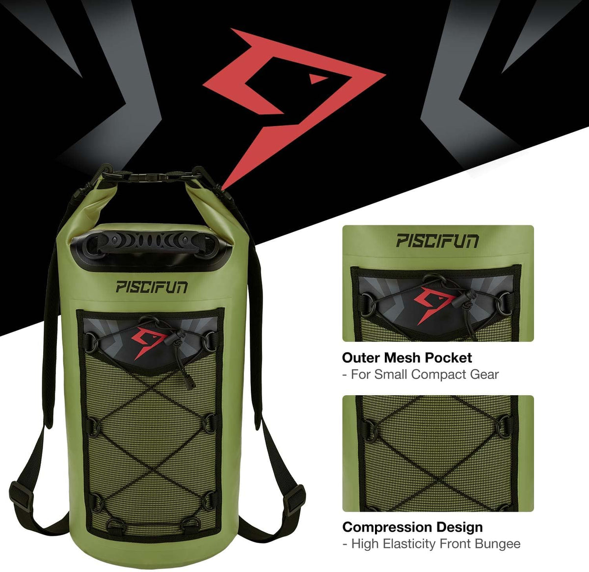 Piscifun Waterproof Dry Bag - Floating Backpack with Phone Case | Available in 10L, 20L, 30L, 40L Sizes
