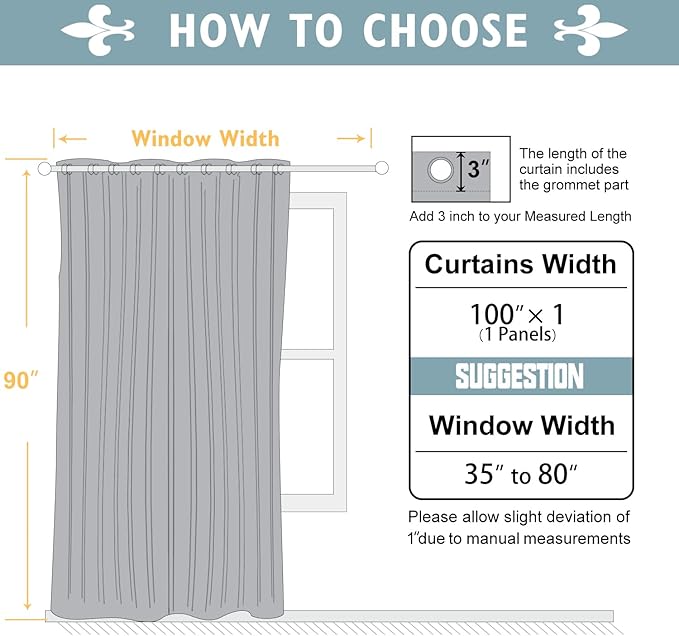 ChrisDowa Room Divider Curtain 90 Inches Long, Wide Blackout Sliding Door