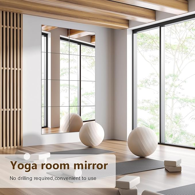 Shiftshade Mirror Wall Full Length, 12X14 Inch Unbreakable Mirror Tiles
