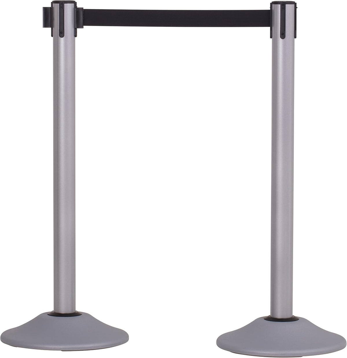 Premium Silver Steel Stanchion with 7.5-Foot Retractable Belt for Crowd Control
