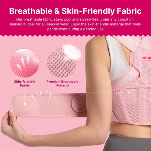 Fit Geno Posture Corrector - Adjustable Lightweight Upper Back Brace for Pain Relief | M/L (32"-45")