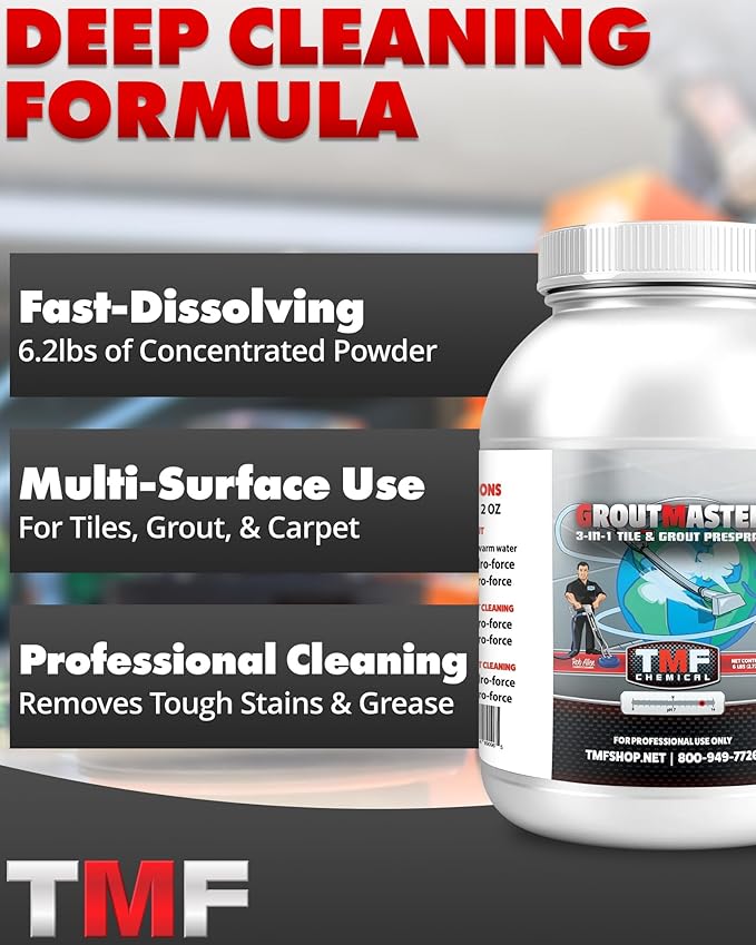 GroutMaster Tile & Grout Cleaner – Fast-Dissolving Powdered Solution for Deep Cleaning Concrete Stains, Grease, & Tough Stains, Ideal for Residential & Commercial Use, 6.5 lbs