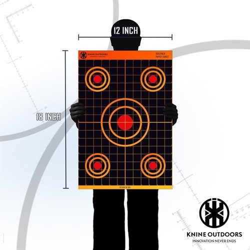 KNINE OUTDOORS Shooting Paper Targets - 12x18 Inch Bulk Pack for Hunting & Handguns | Axis Design