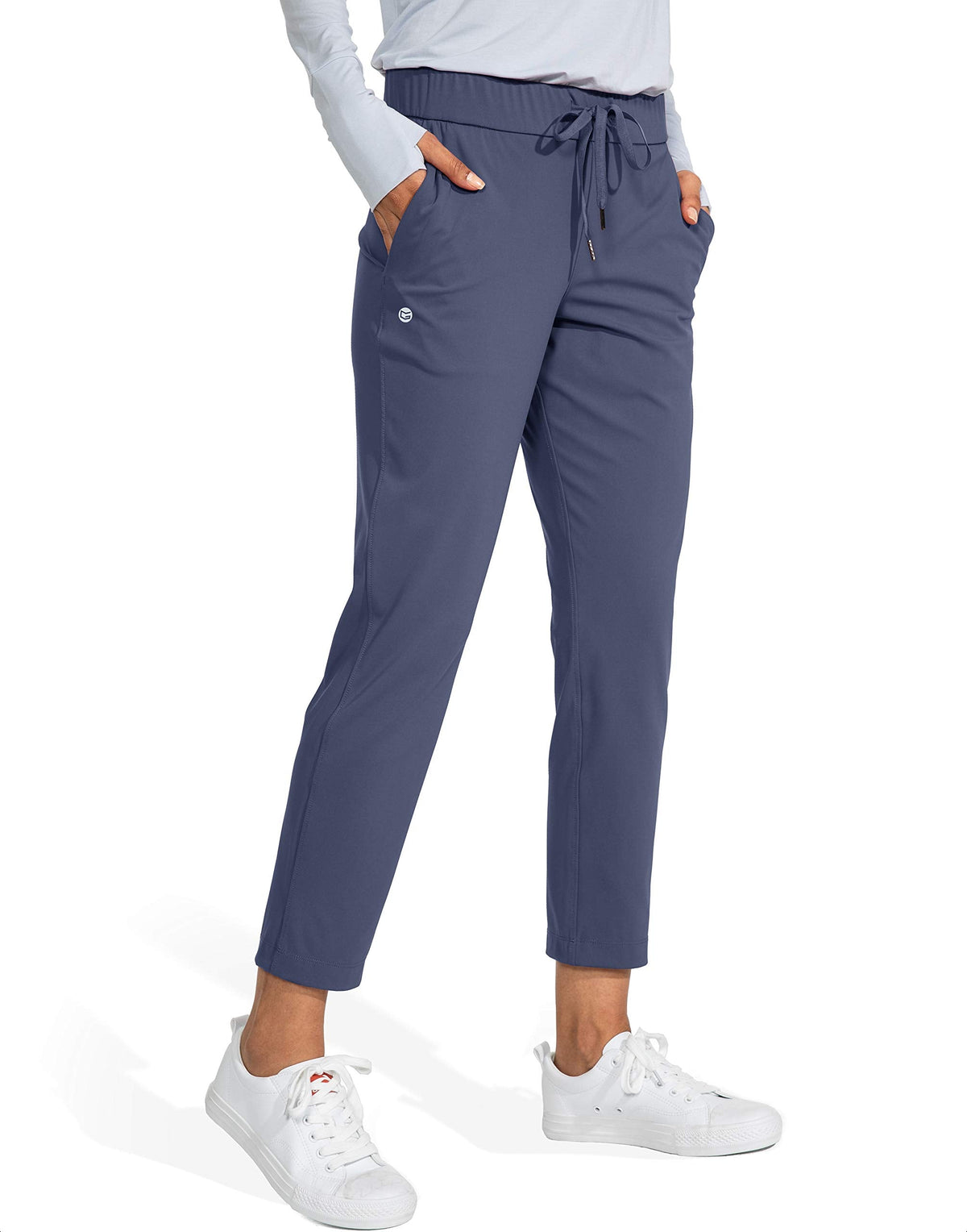 G Gradual Women's Pants with Deep Pockets 7/8 Stretch Sweatpants for Women Athletic, Golf, Lounge, Work (Dusty Blue, Medium)