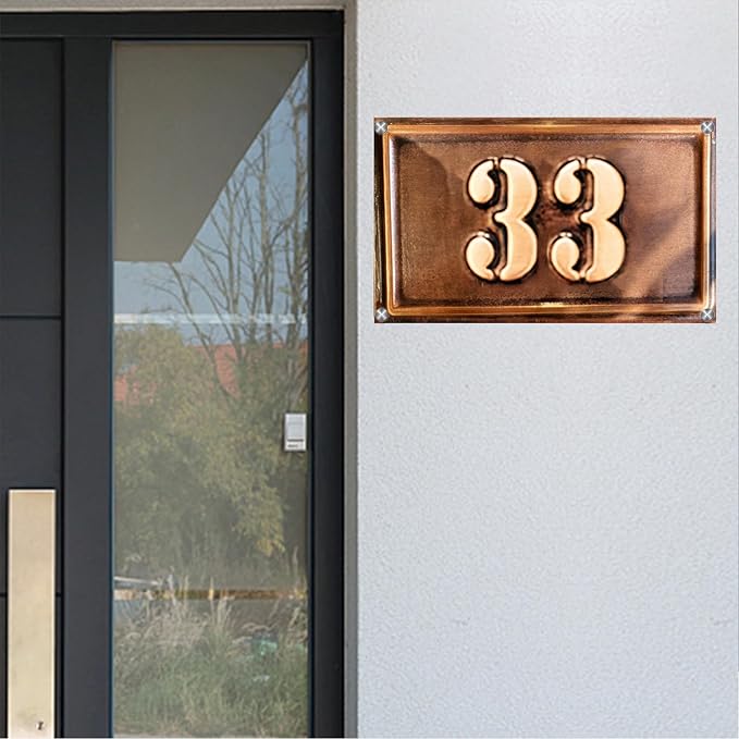 Address Signs for Houses Yard Personalized Copper metal Vertical Address Plaque House Number for Outside Modern Address Sign Home Address Numbers for House