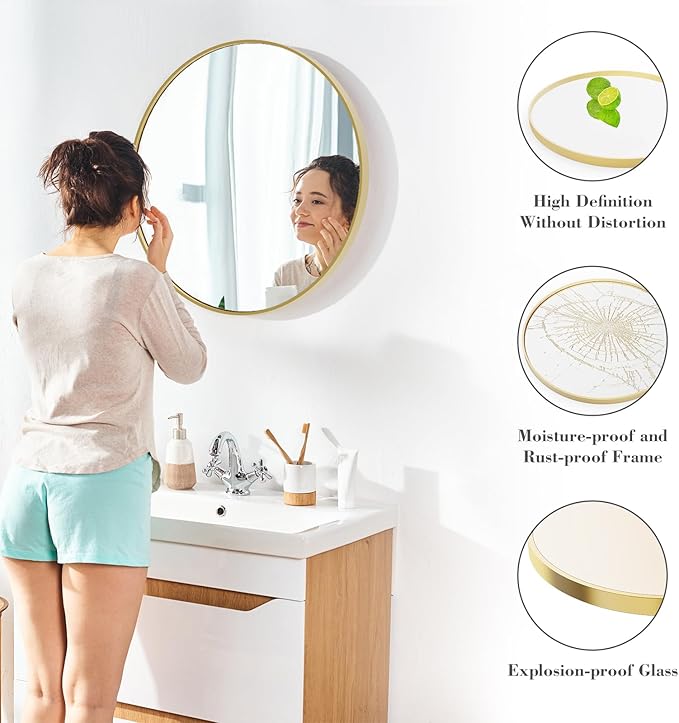 Sweetcrispy 28 Inch Round Wall Mirror