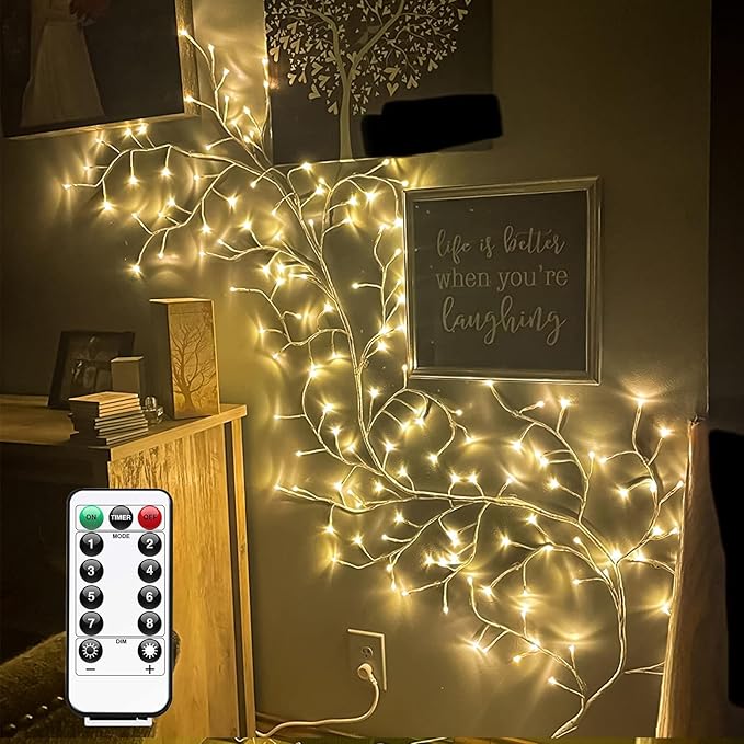 Willow Vine Lights with Remote for Wall: 7.5ft LED Enchanted Vines Lights DIY