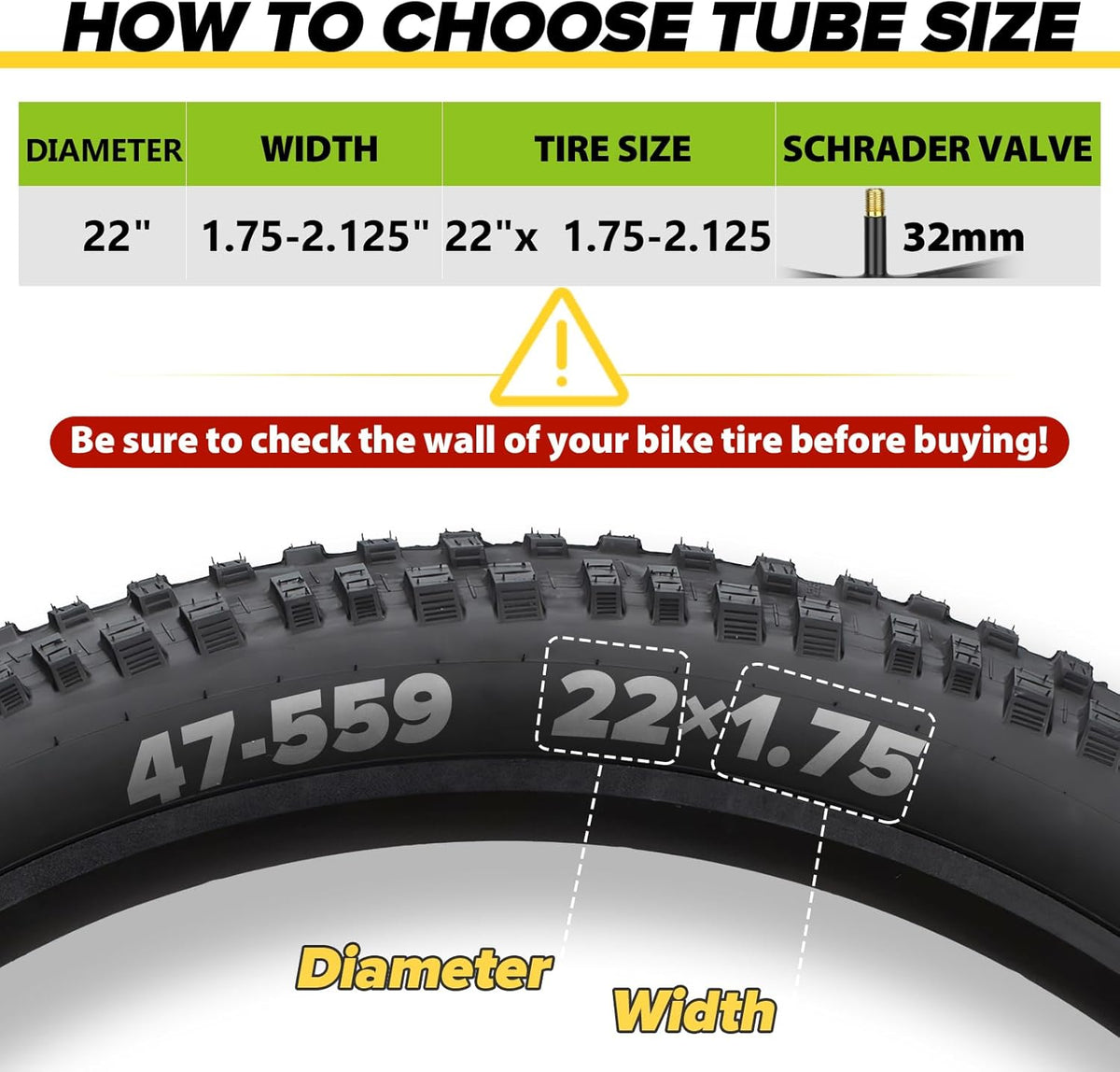 Reliable Bicycle Tube - 2 Pack with Tire Levers & 32mm AV Schrader Valve | Sizes 12"-29"