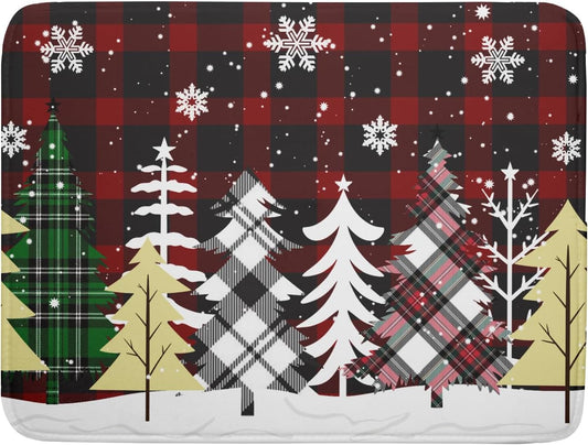 Christmas Dish Drying Mat for Kitchen Counter 16”x18” Christmas Tree Buffalo Plaid Dish Draining Mat Ultra Absorbent Microfiber Pad Holiday Mats Fast Drying Mat Table Protector for Countertop Bar