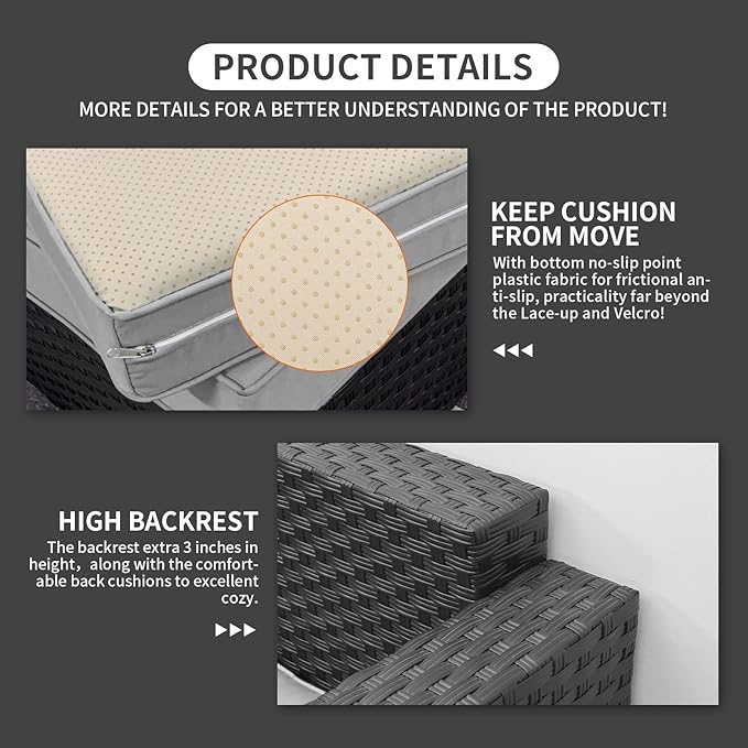 Rattaner Outdoor Furniture Loveseat Sofa Patio Furniture Small Sofa 2 Seater Couch with Anti-Slip Cushions Lumbar Pillow and Waterproof Cover, Grey