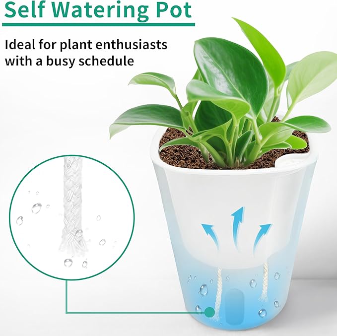 TCBWFY 4 Inch Self Watering Pots for Indoor Plants,8 Sets Self Watering Planter Pots with Visual Water Level Window and Multiple Vents,Self Watering Plant Pot for All House Plants,Flowers,Herbs