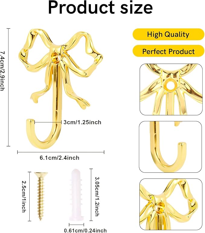 10 Pcs Gold Bow Hooks, Bow Hooks