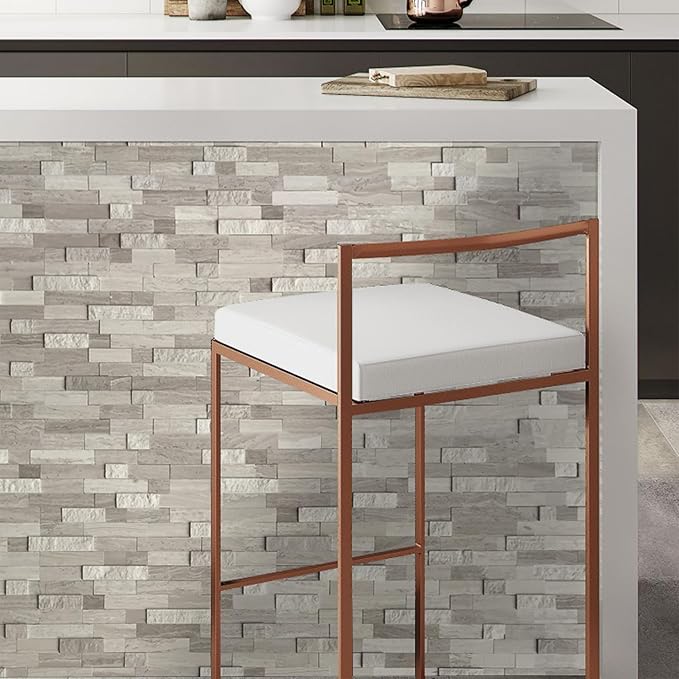 SUNWINGS 5-Sheet Peel and Stick Mosaic Natural 3D Stone Self Adhesive Marble