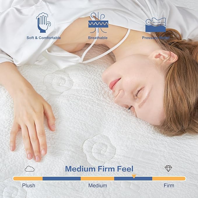 12 Inch Dark Grey Twin Spring Mattress,Medium Firm with Gel Memory Foam,Individually Pocketed Coil,Fiberglass-Free Fire Retardant CertiPUR-US Certified,75"*39"*12"