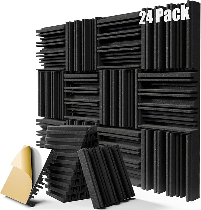 Upgrade 24 pack Self-adhesive Sound Proof Foam Panels, Decorative Soundproof