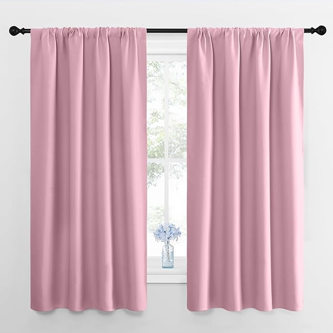 NICETOWN Window Curtains for Bedroom, Rouge Pink, 2 Panels, W42 x L48 -Inch