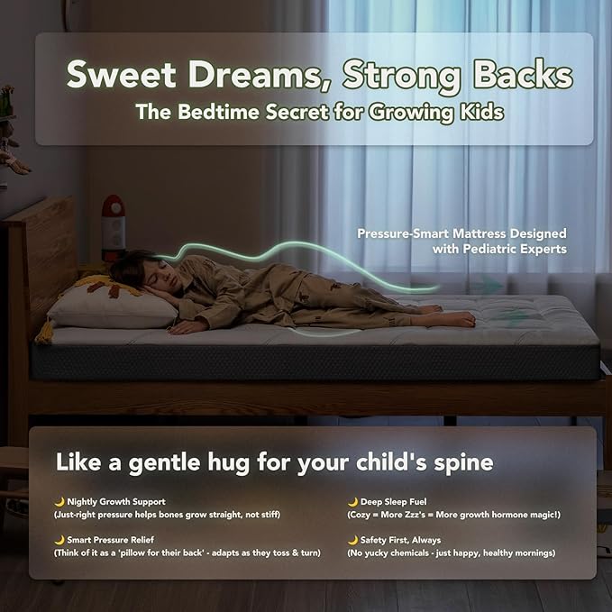 8 Inch Twin Memory Foam Mattress- CertiPUR-US Certified Foam Mattress in a Box -Medium Firm Support for Pressure Relief with Washable Bamboo Fiber Cover for Kids Single Bunk Trundle Bed