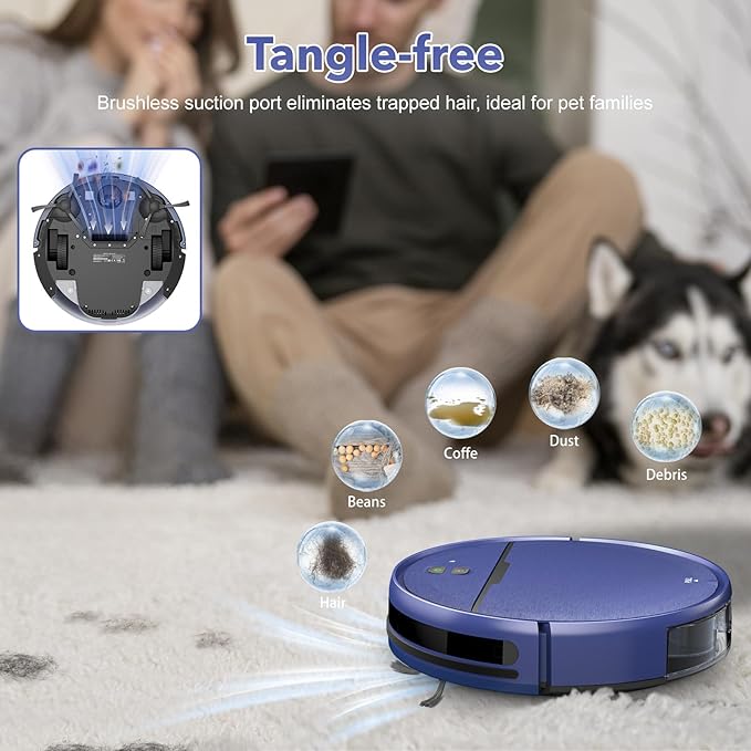 Robot Vacuum and Mop Combo, 2 in 1 Robot Vacuum Cleaner with WiFi/App, Smart Robotic Vacuums with Strong Suction, Schedule, Self-Charging, Slim, Quiet, Ideal for Hard Floor, Pet Hair, Low Pile Carpet
