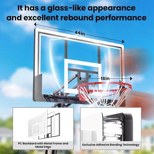 BACKYARD BLITZ Basketball Hoop - Portable Adjustable Goal System with 44", 48", & 54" Backboards | 10FT Height