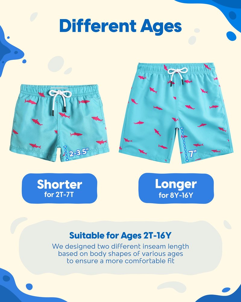 maamgic Boys Swim Trunks Toddler Swim Shorts Little Boys Bathing Suit Swimsuit Toddler Boy Swimwear Shark Black 2T
