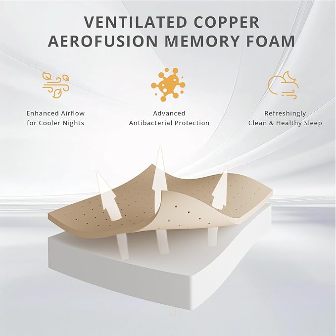 14 Inch Firm Twin Size Mattress in a Box, Copper Memory Foam Mattress with Cooling Cover, Relieving Pressure & Back Pain, Fiberglass-Free, CertiPUR-US Certified, Foam Made in USA, 38"x75"x14"