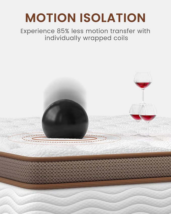BedStory Medium Firm King Mattress - 12 Inch Hybrid Mattress King with Optimal Spinal Support for Back Pain Relief - 2.0mm Advanced Pocket Spring and Motion Isolation, CertiPUR-US Certified