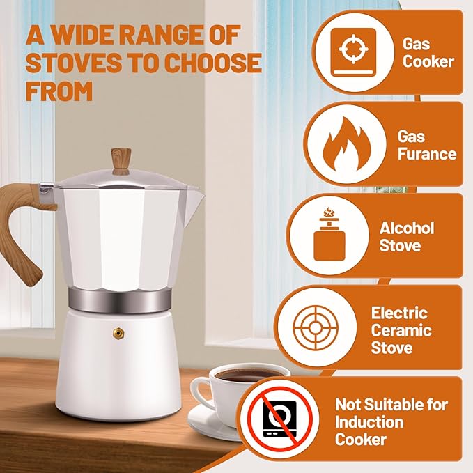 12 Cup Aluminum Espresso Stovetop Moka Pot Express Coffee Maker Percolator Italian Classic Mocha Coffee Machine for Italian and Cuban Cafe Brewing for Home & Camping 600ml 20oz