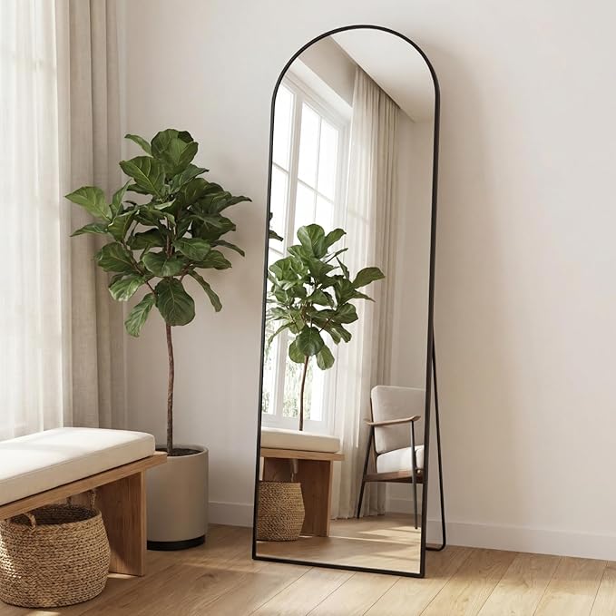 Sweetcrispy 58"x19" Arched Full Length Mirror, Leaning or Standing Full Body