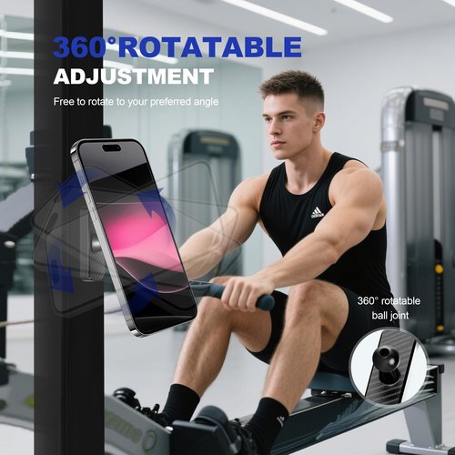 Magnetic Phone Holder for Golf Cart, Car, Gym & Home Strong Magnet Mount with 360° Adjustable Rotation Anti-Slip Rubberized Base Compatible with iPhone & Android with Magnetic Ring Gifts for Golfers