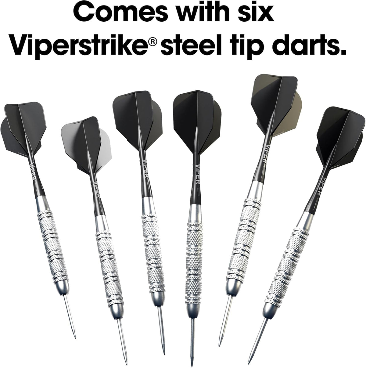 Viper by GLD Products Shot King Dartboard Set - Regulation Bristle Steel Tip with Rotating Number Ring & 6 Darts - Black