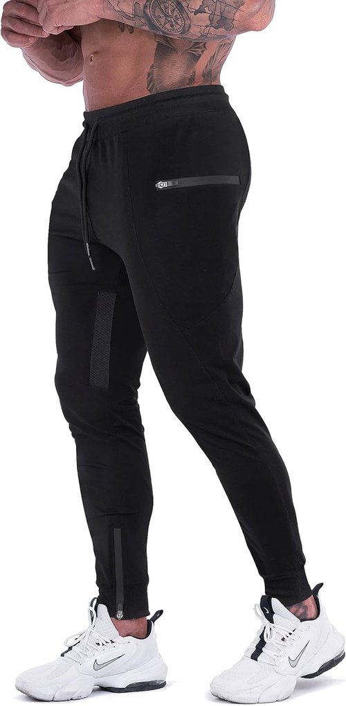 FIRSTGYM Men's Slim Fit Joggers - Breathable Workout Sweatpants with Zipper Pockets | Ideal for Training