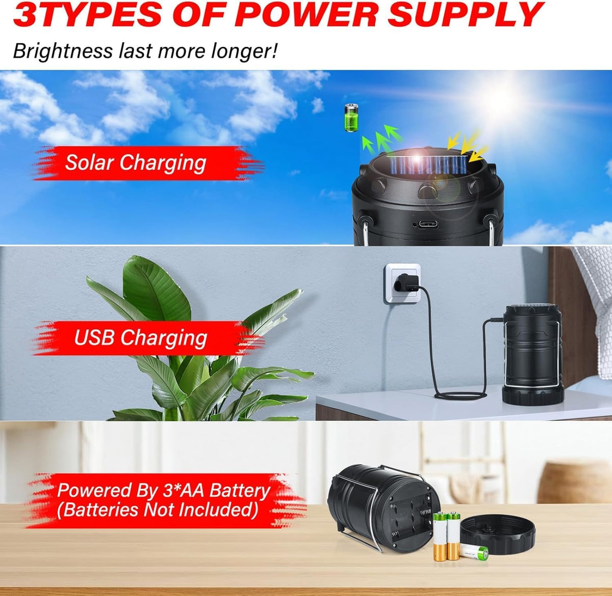 Skiennix 4-Pack Solar Camping Lanterns - Rechargeable LED with USB & Magnetic Base | Waterproof & Collapsible for Emergencies, Hiking, and Power Outages