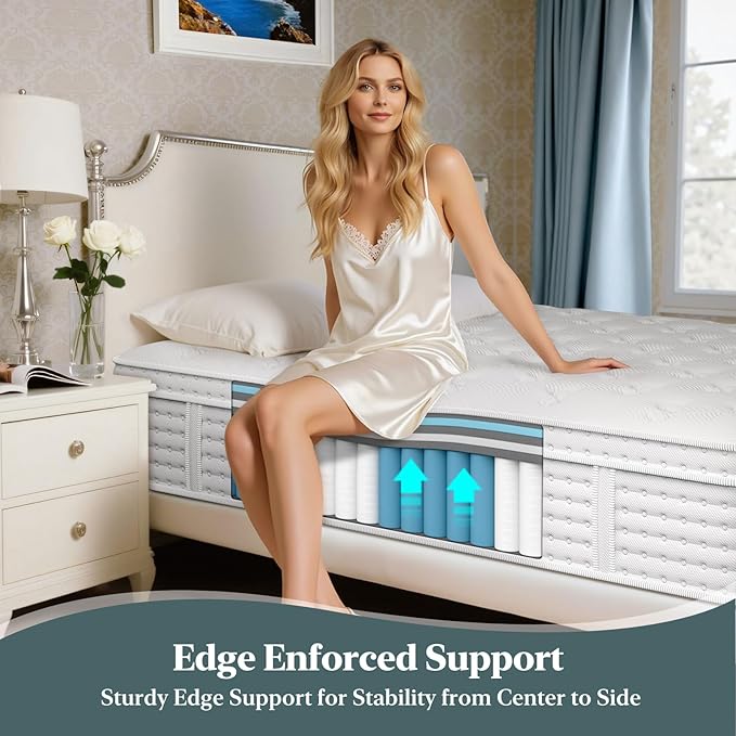 FP FLEXPEDIC Twin Mattress, 10 Inch Cooling Gel Memory Foam Single Mattress, Breathable Hybrid Pocket Spring Firm 7-Zone Mattress, Pressure Relief, Fiberglass-Free & CertiPUR-US, Odorless
