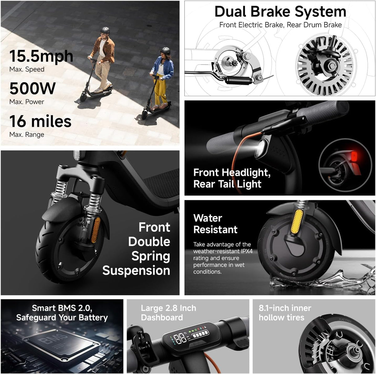 Segway Ninebot E2 Plus II Electric Scooter - 15.5–20 MPH, Long Range, Foldable Design, UL Certified
