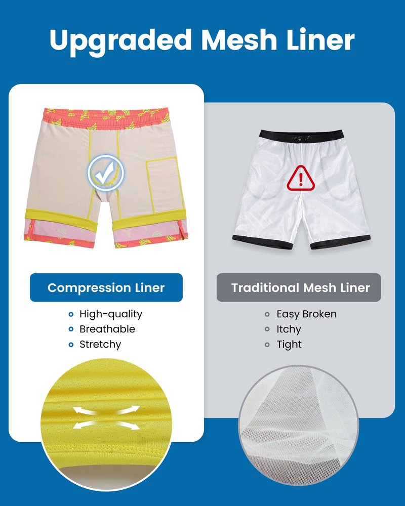 maamgic Mens Swim Trunks with Compression Liner 7 Inch Inseam Mens Bathing Suit Quick Dry Swimming Trunks Swimsuit Ox Head Green White XX-Large