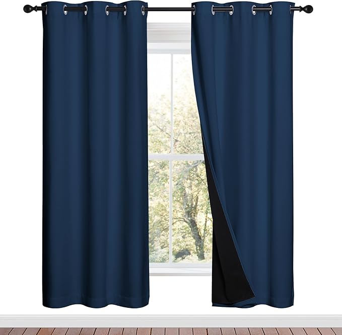 NICETOWN Moroccan Blue Full Shade Curtain Panels, Pair of Energy Smart & Noise