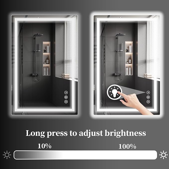 Koonmi 32"x24" LED Mirror for Bathroom, 90CRI Anti-Fog Vanity Mirror